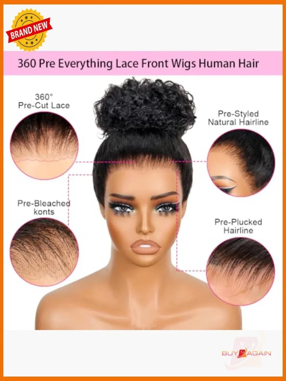 360 Lace Front Wig Human Hair Glueless Water Wave Pre Plucked Bleached Knots